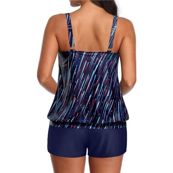 Modest Blouson Tankini Set with Boy Shorts – 2-Piece Swimwear - Picture 2 of 7